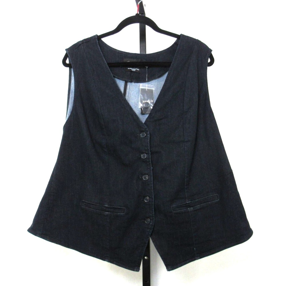 Torrid Studio Blue Denim Tailored Vest Stretch Dark Denim Plus Size 4X NWT